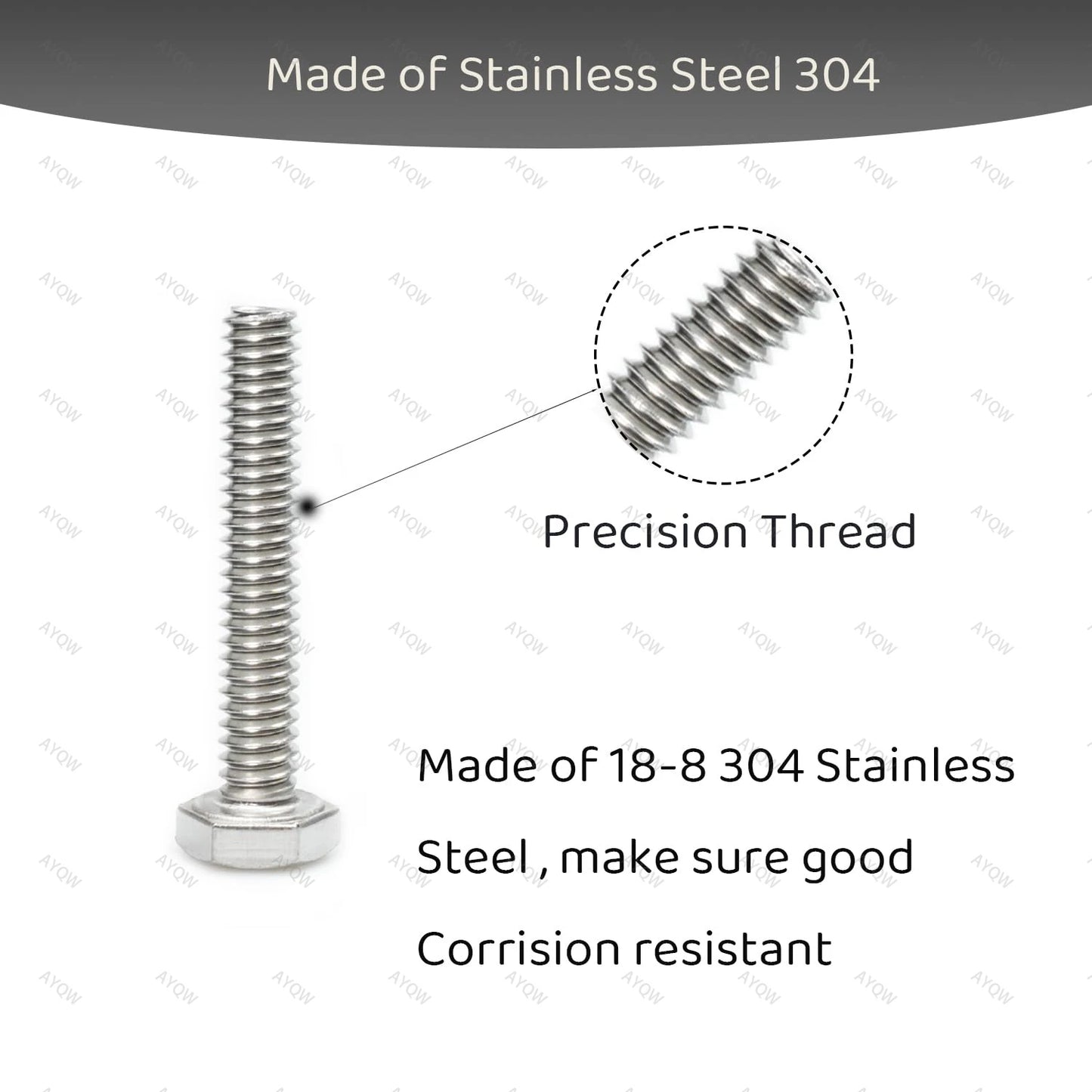 120/240/480pcs Stainless Steel Nuts and Bolts Assortment Kit, Including 6 Sizes Hex Bolts,Flat Washers, Lock Washers.
