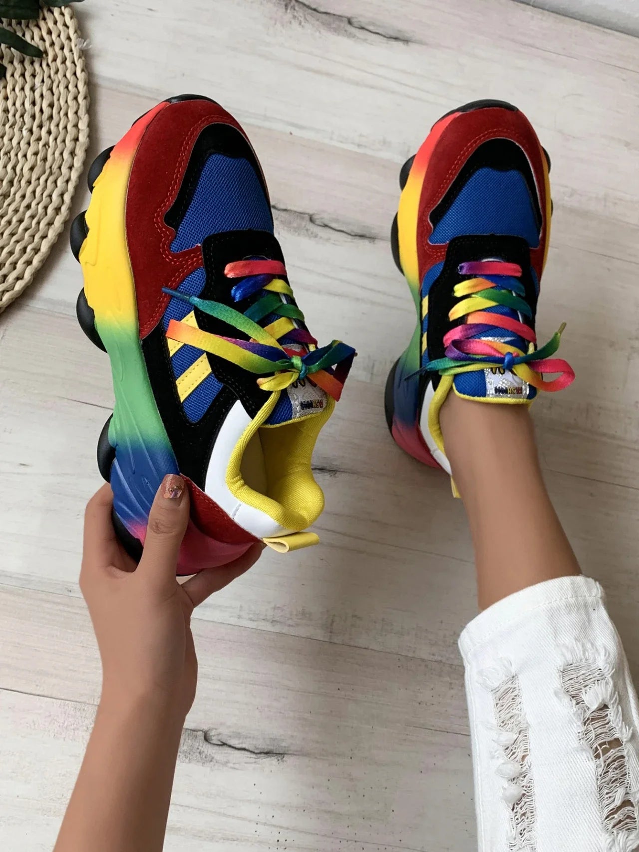 Women's Sneakers New Running Footwear Spring Autumn Outdoor Sports Shoes Multicolor Leisure Comfortable Frenulum Casual Tennis