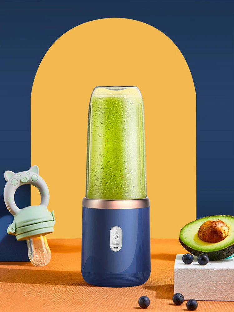 Portable Juicer Cup Smoothie Blender 6 Blade Blender Bottle Household Fruit Juicer Cup USB Rechargeable Juicer Kitchen Tool