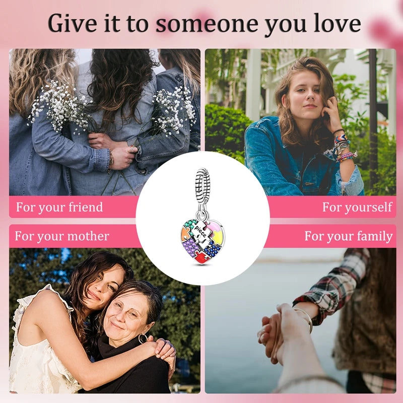 925 Sterling Silver Autism Awareness Symbol Puzzle Piece Pendant Charm Fit Original Charm Bracelets Women DIY Jewelry Gift