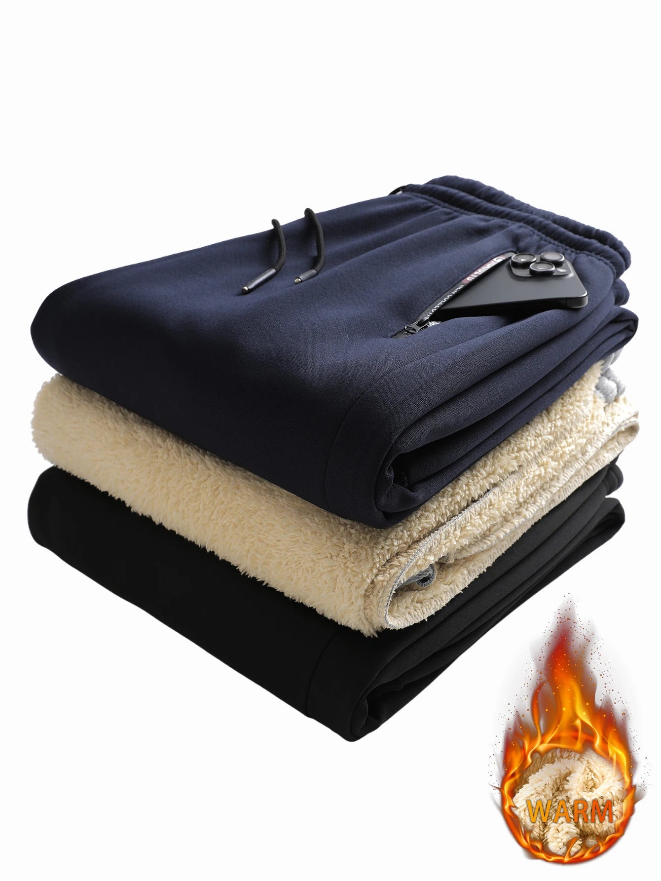 Men's casual pants autumn and winter lamb plush fleece sports pants men's jogging pants elastic waistband ankle-cuffed casual