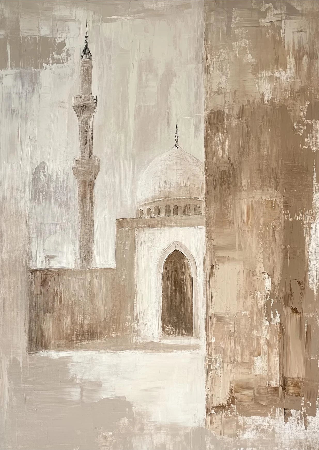 Muslim Mosque Islamic Architecture Archway Poster Minimalist Neutral Beige Canvas Printing Wall Art Picture for Room Home Decor