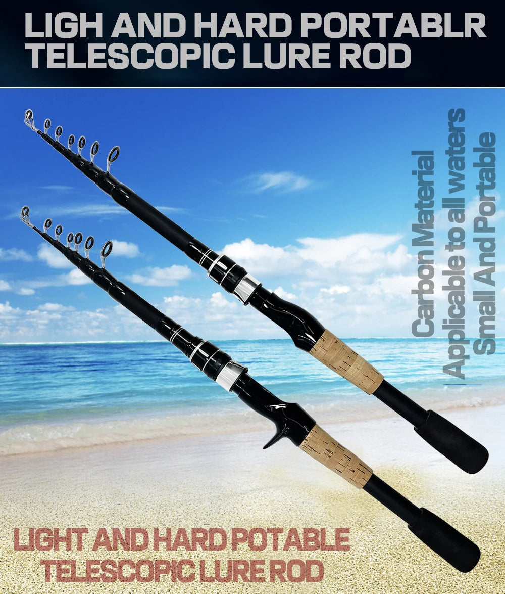 Bait Weight 8-25g Spinning Casting Rods Fishing Pole Tackle 1.5M/1.8M/2.1M/2.4M Telescopic Lure Rod Carbon Cork Wood Handle New