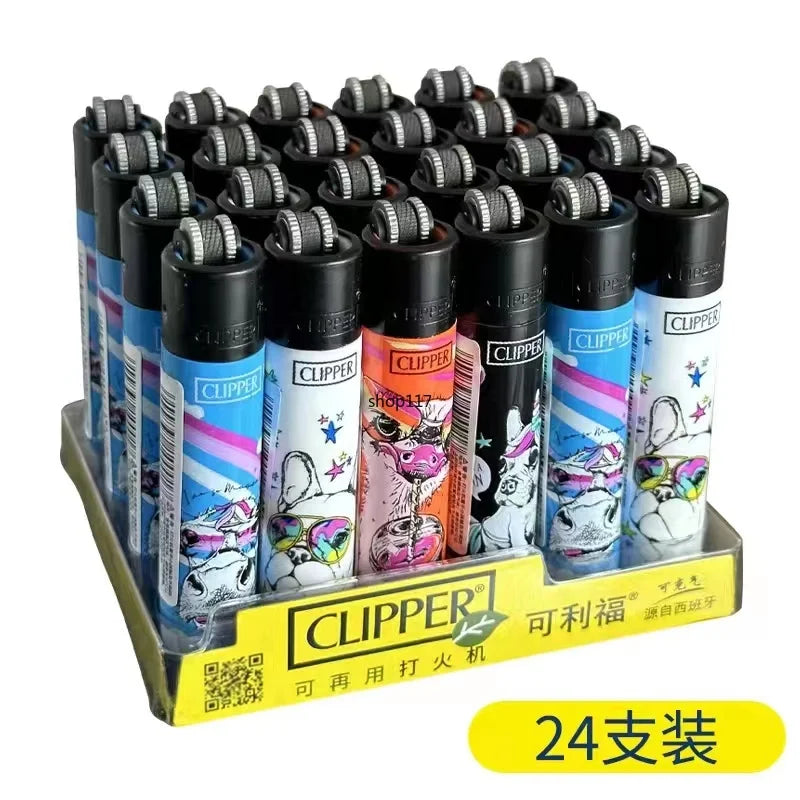 Clipper Lighter Grinding Wheel Mini Lighter Butane Flashlight Lighter (24pcs) Men's Small Tools Cool Gift Cigarette Accessories