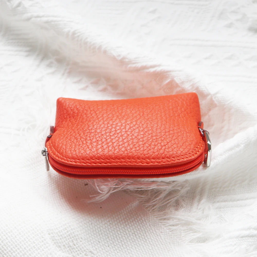 Genuine Leather Woman Coin Purse Luxury Fashion Custom Letter Pouch Mini Key Wallet Luxury Design Earphone Storage Cosmetic Bag