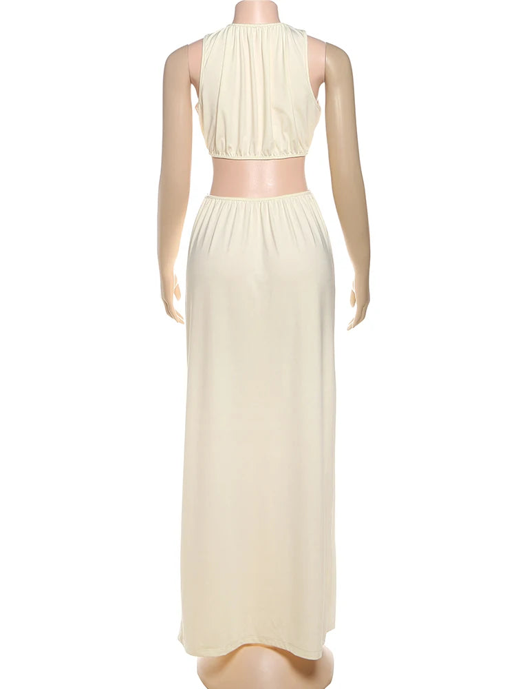 Weird Puss Waistless Chic Dress Women  Metal Trim Sleeveless O-Neck Skinny Elegant Summer Hipster Prom Party Vacation Vestidos