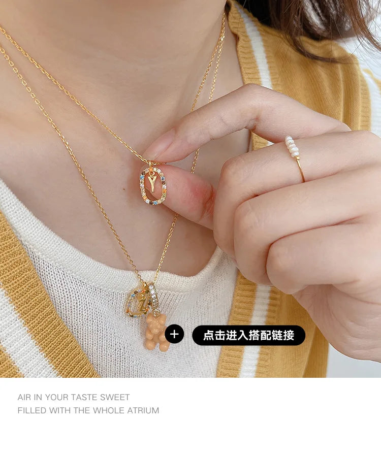 925 Sterling Silver Gold Letters A - Z Initial M S C K Alphabet Pendente Long Chain Necklace Say My Name Fine Jewelry