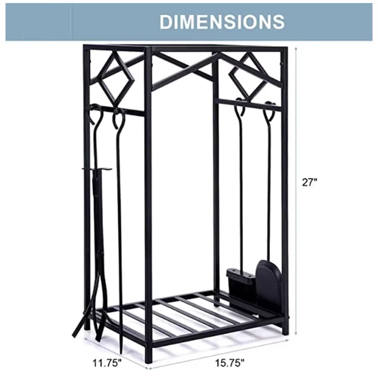 Metal Iron Firewood Rack Fireplace Utensils Furniture Hardware Metal Storage Rack Set for Firewood Storage