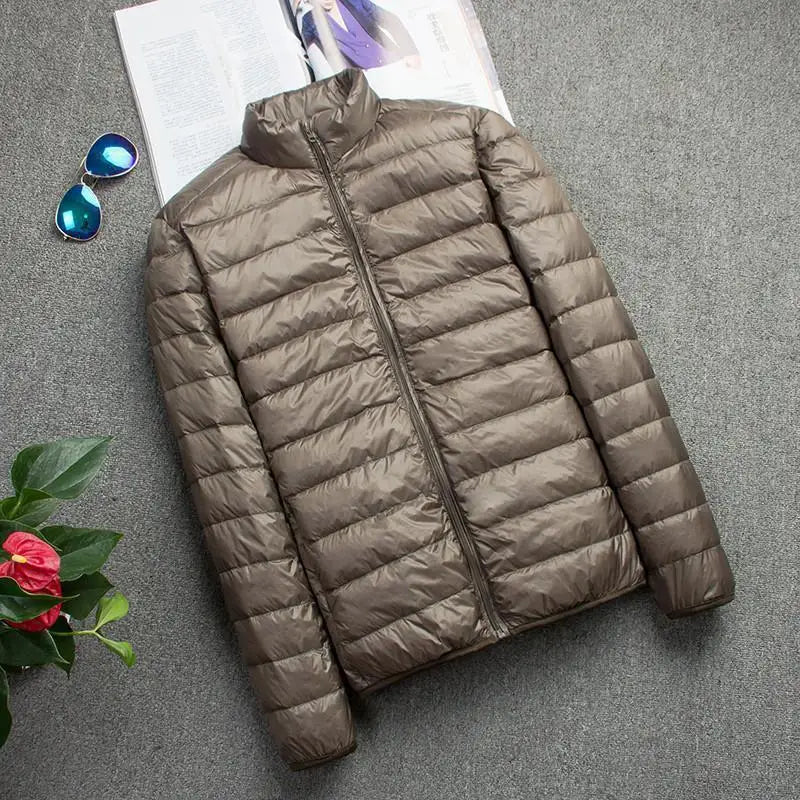 Portable Lightweight Short down Jacket for Men Autumn Winter Cotton Padded Stand Collar Casual Warm Elderly Friendly Outerwear
