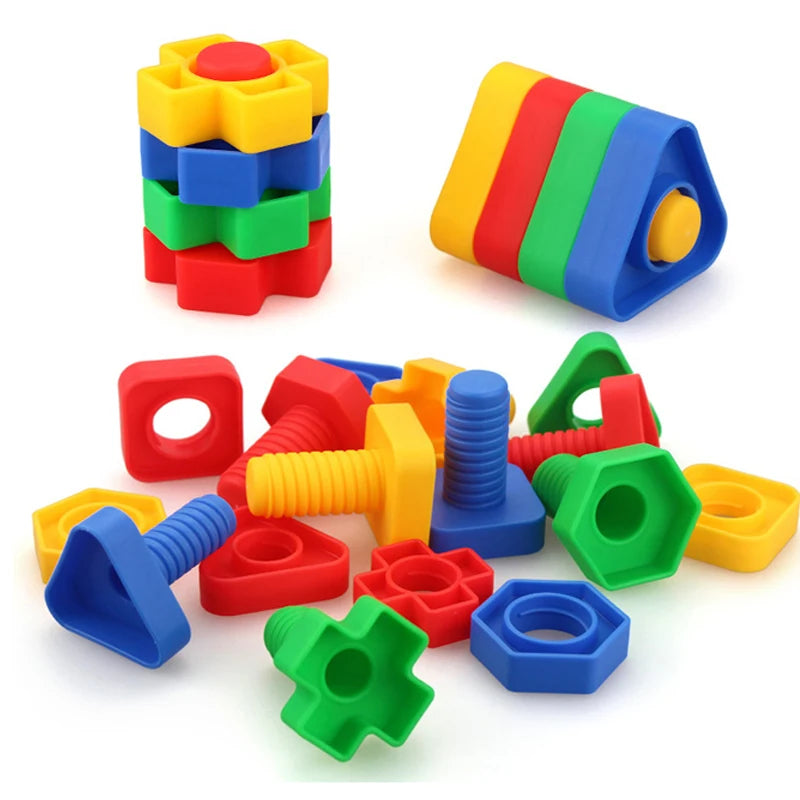 Montessori Education Jumbo Nuts And Bolts Toys Plastic Screw And Nuts Occupational Therapy Fine Motor Skills Development