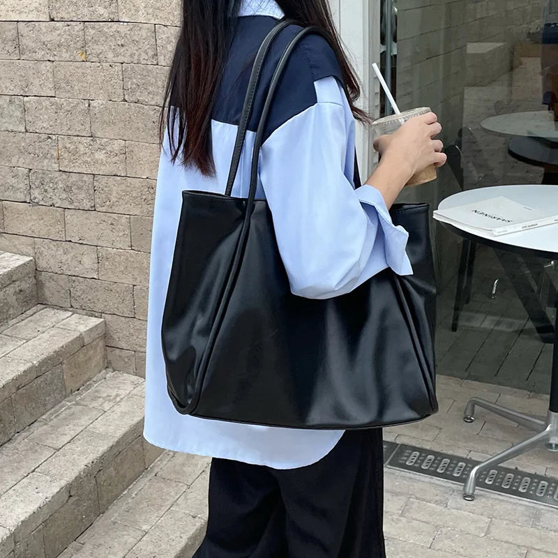 Women Tote Bag Fashion Underarm Pouch Large Capacity Soft Pu Leather Shoulder Bag Retro Crossbody Bag Casual Portable BucketBags