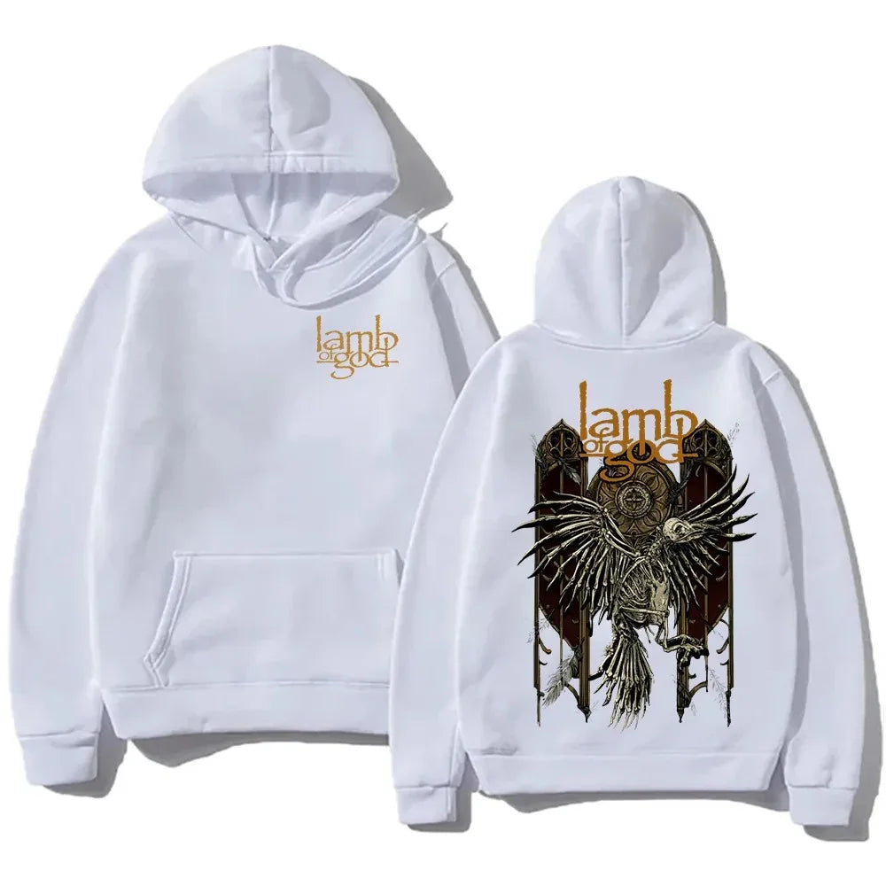 Mental Band Lamb of God Heavy Album Covers Graphic Print Hoodies Men Women Street Sweatshirts Loose Casual Oversized Pullovers