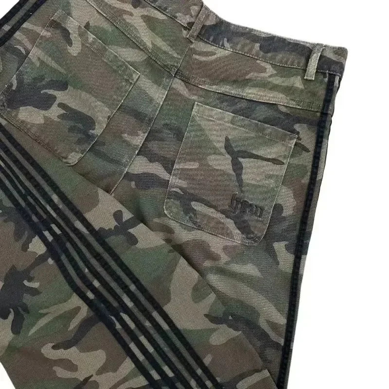Men's pants camouflage sweatpants retro trend classic women's pants oversized loose wide-legged pants street versatile jeans
