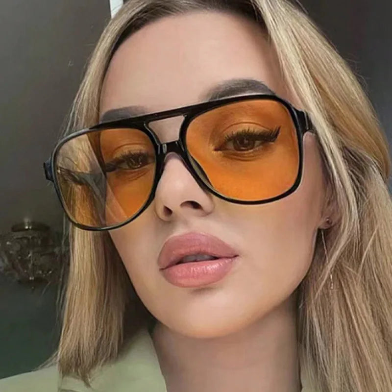 Retro Polarized Sunglasses for Men's Women's Large Frame Classic 90s Vintage Pilot Driving Eyewaer UV400 Protective Sun glasses
