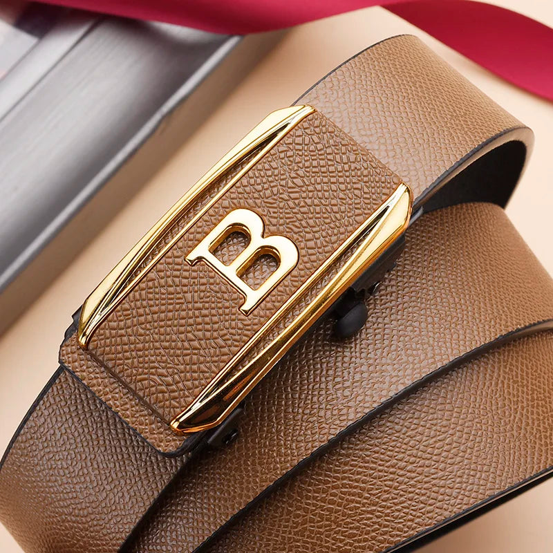 The new buckle toothless automatic buckle belt men's casual style business all-match waist belt personality youth trendy pants
