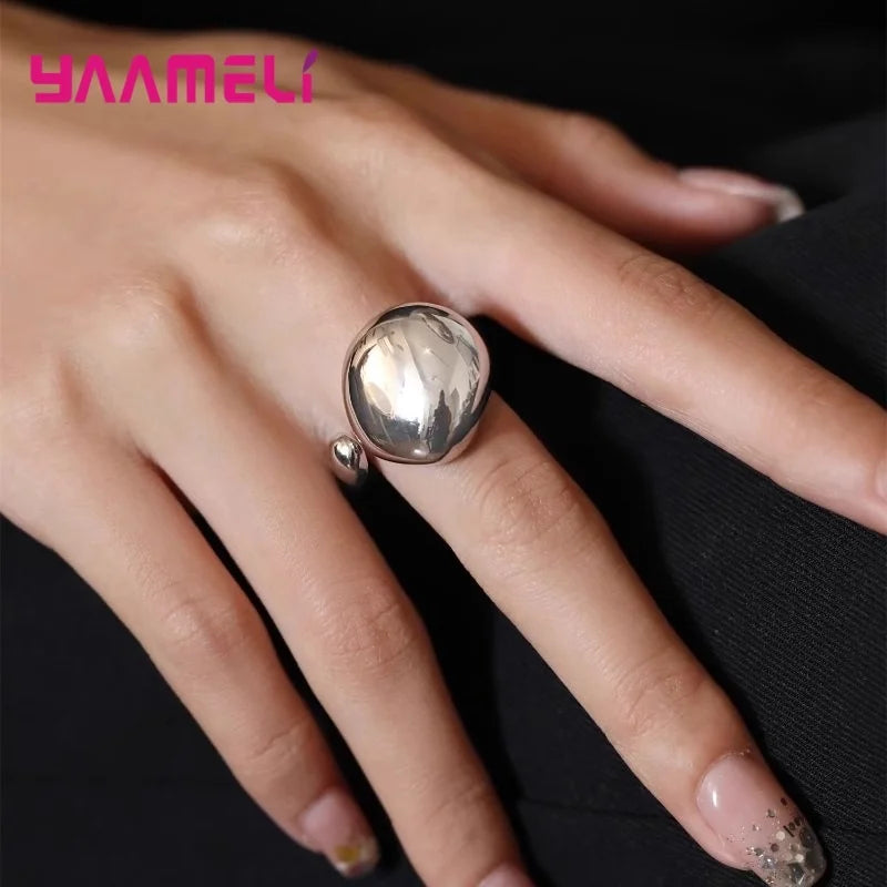 925 Sterling Silve Smooth Ring for Women Gift Personality Punk Creative Adjustable Minimalism Jewelry Dropshipping