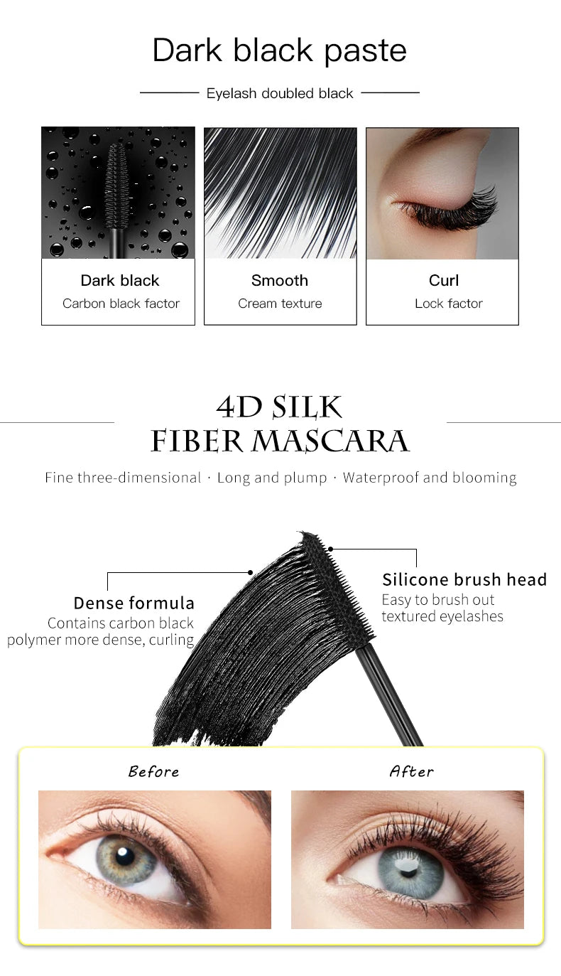 QIC Mascara with Large Brush Head, Easy to Apply, Non-Clumping, Non-Fading
