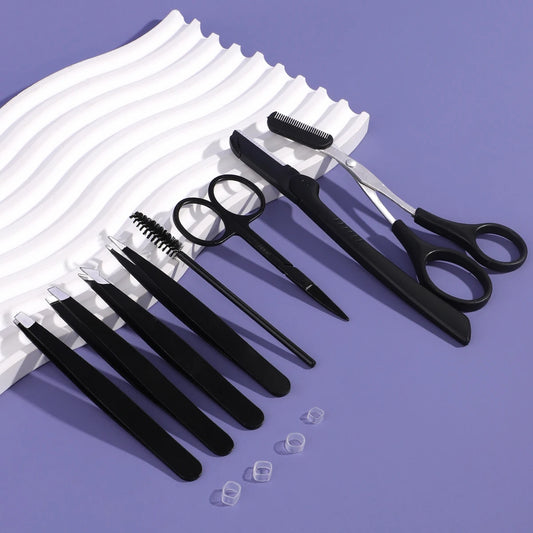 4/5/7/8pcs Eyelash Tool Set, stainless steel eyebrow trimmer, eyebrow trimmer and hair remover, suitable for both men and women.