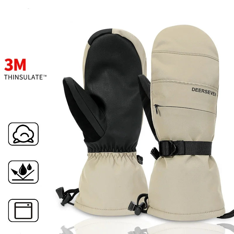 Winter Ski Mittens for Men Women Cold Weather- Warm Snowboard Mittens Gloves Waterproof Snow Sports Mitts Gloves