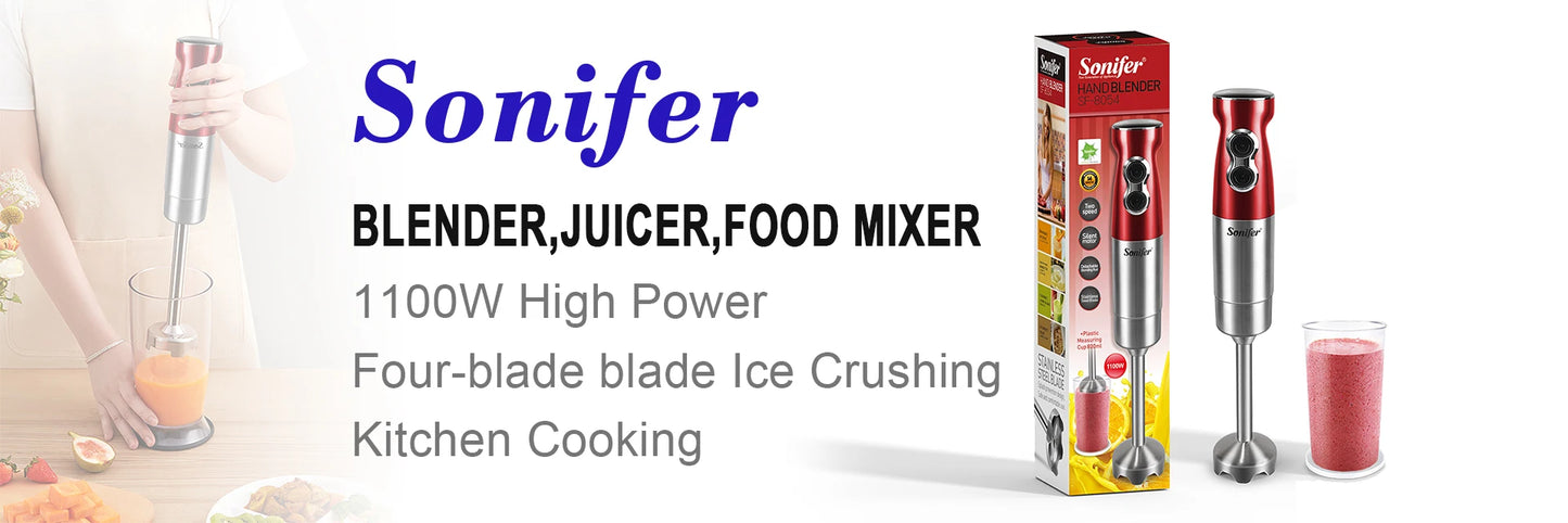 Blender Electric Food Mixer Kitchen Detachable Hand Blender Egg Beater Vegetable Stand Blend Stainless Steel Blade 220V Sonifer