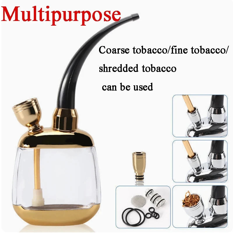 New Gold Shisha Shaped Hookah Water Pipe Smoking With Handmade Smoking Accessories Pipe Shisha Hookah Bicirculation Filter