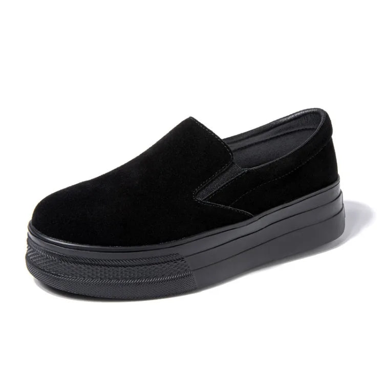 Shoes for Women Spring Leisure Sneakers New Womens Lazy Footwear Lightweight Thick Sole Genuine Leather Board Shoes Platform