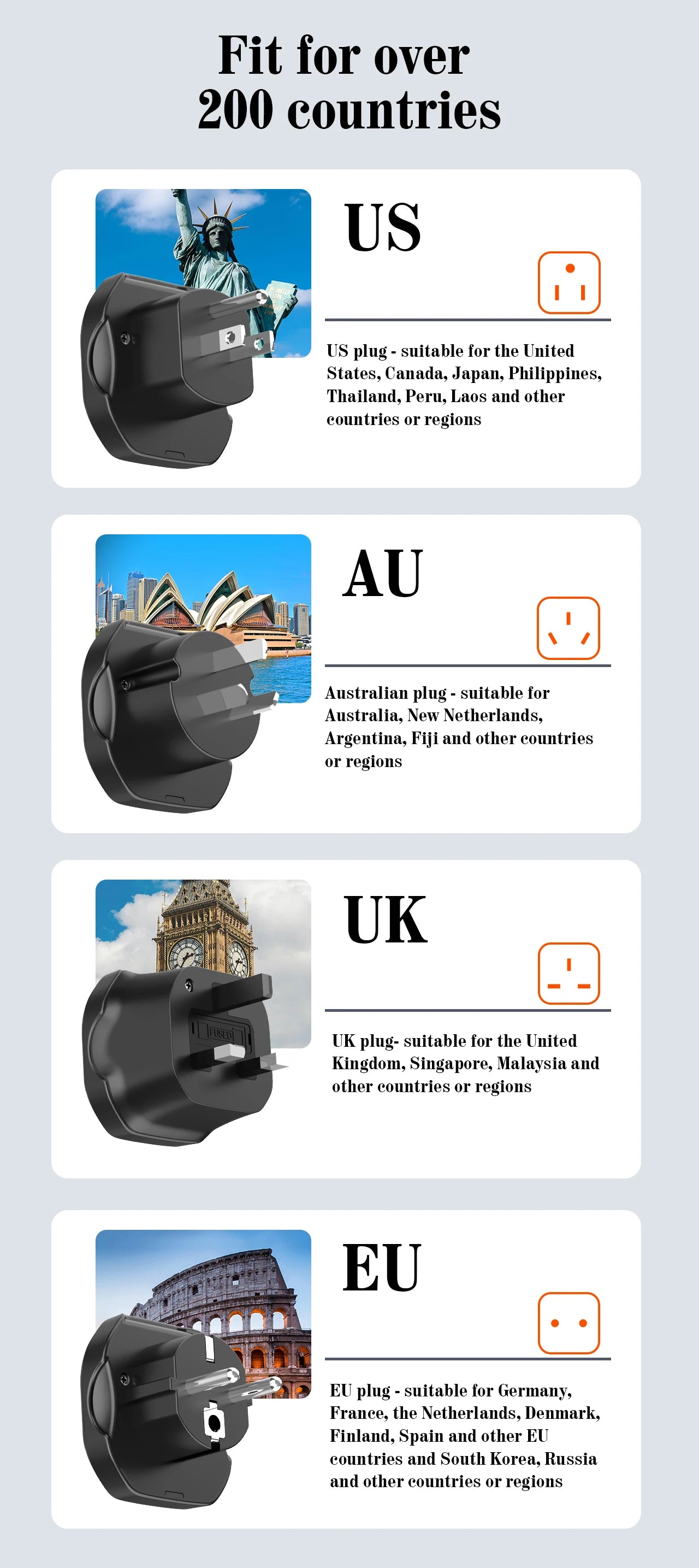 LDNIO Universal Travel Adapter EU KR Plug Adaptor To UK US AU European To American UK Plug 48mm Converter For Travel Accessories