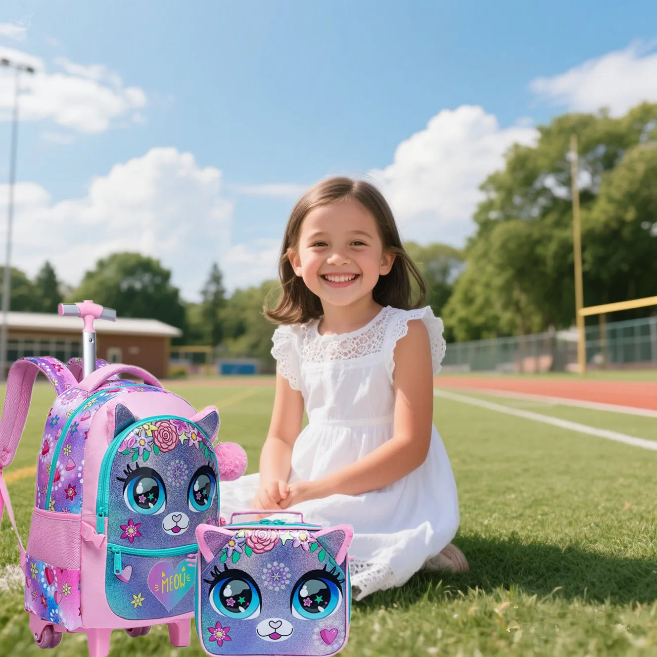 Children's School Bags Kids Rolling Backpack for Girls Luggage Suitcase with Wheels Trolley Wheeled Backpacks for School Travel