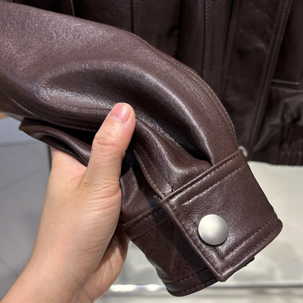 YOLOAgain 2025 Autumn Oversized Suede Jacket Women Real Leather Bomber Jacket Female