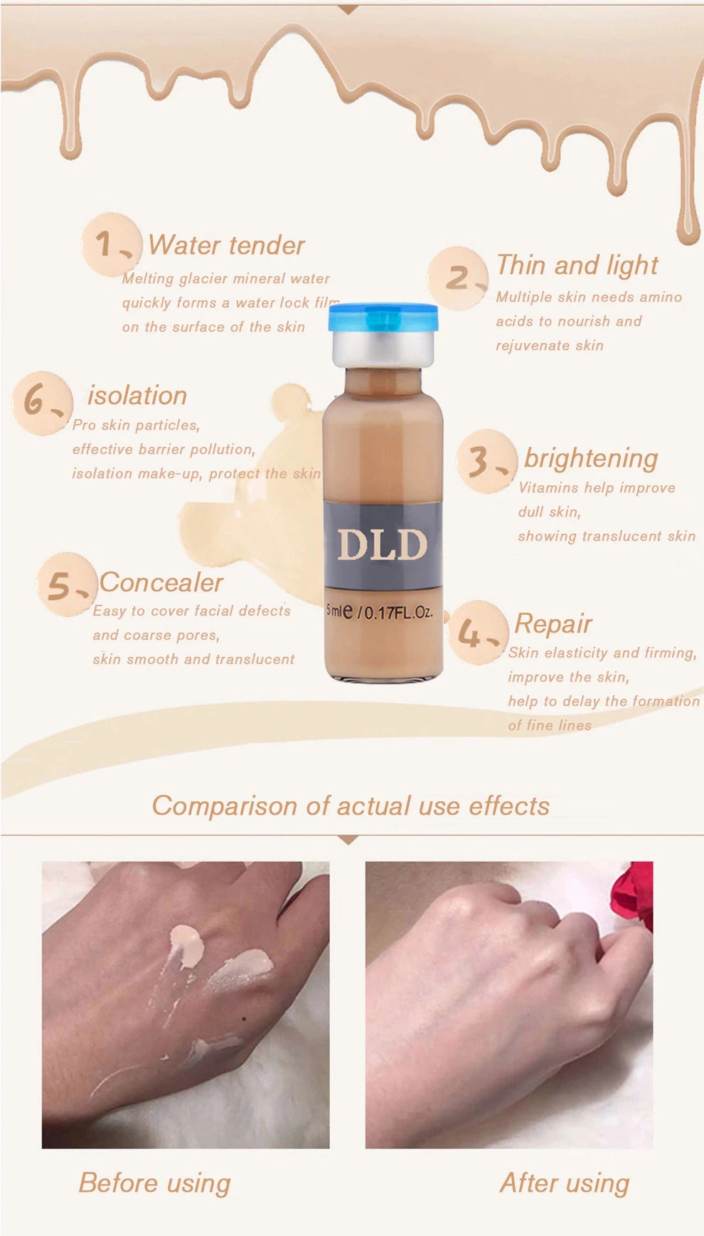 Korea 5ml Face BB Cream Glow Ampoule Starter Kit Peptide Lightweight Foundation Brightening Moisturize Sun Protection Skin Care