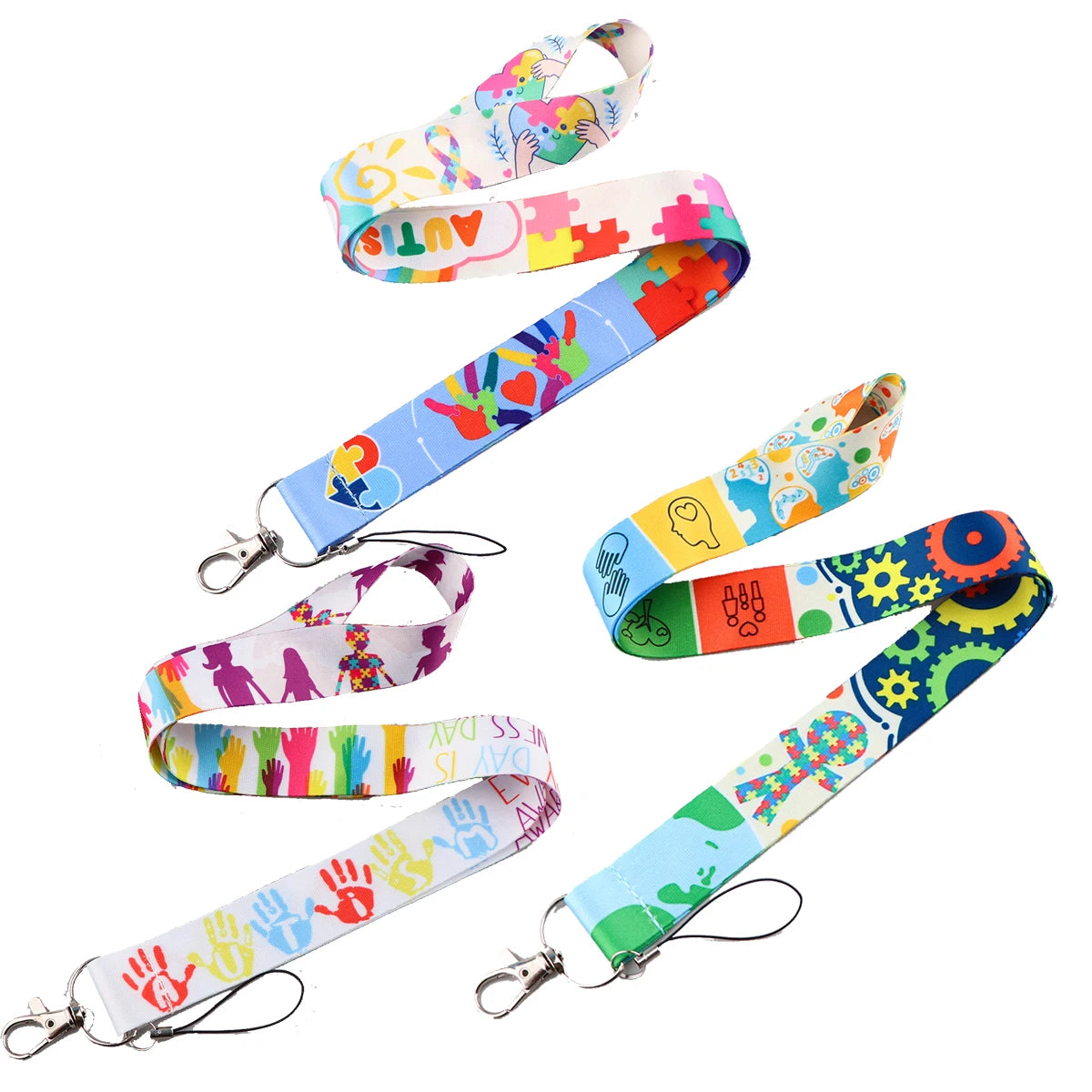 Autism Awareness Puzzle Mobile Phone Neck Strap ID Card Rope Lanyards For Card USB Badge Gym Holder Key Chain Camera Rope