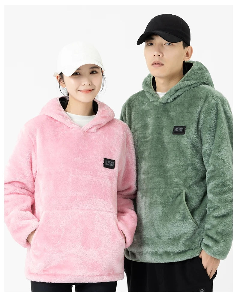 USB Infrared 9 Heating Areas Hoodies Sweater Winter Electric Heated Sweater Waistcoat For Sports Hiking Oversized M-6XL