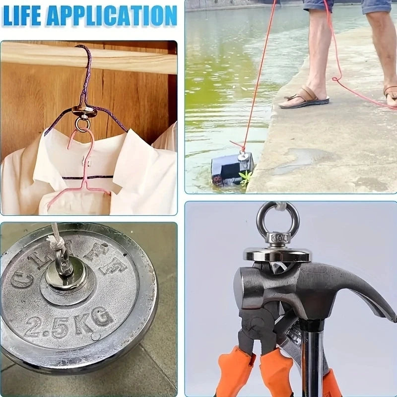 Magnet Fishing, 1000 LBS (453 KG) Pulling Force Double Sided Fishing Magnet with Rope, Super Magnet Fishing Kit, Neodymium Magne