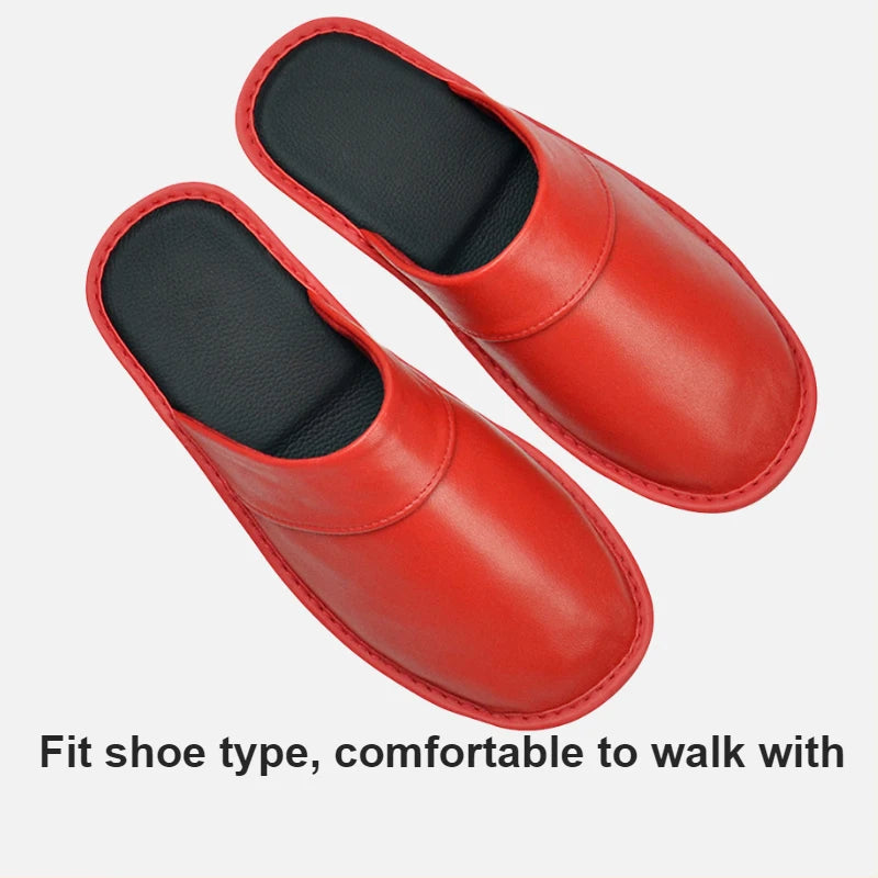 Soft Sheepskin cow Leather Slippers Homes in indoor slipper Spring Autumn men women elderly non-slip casual single shoes summer