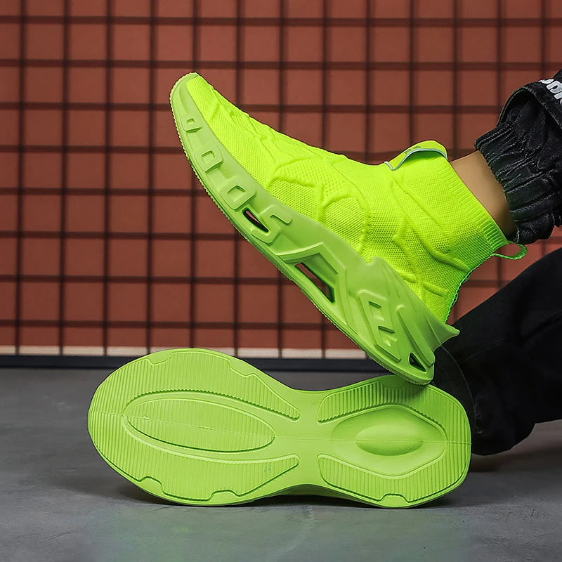 Men's Outdoor Sports Shoes - High-Top Sports Shoes Are Novel and Fashionable, Non-Slip and Durable, Suitable for All Seasons,