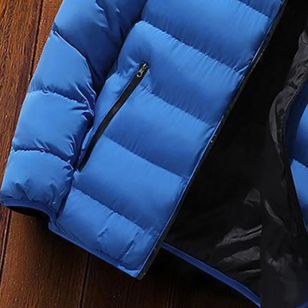 Men Parkas Autumn Winter Thickened Padded Coat Stand Collar Loose Zipper Pockets Jacket Men Overcoat Thick Warm Cotton Coat