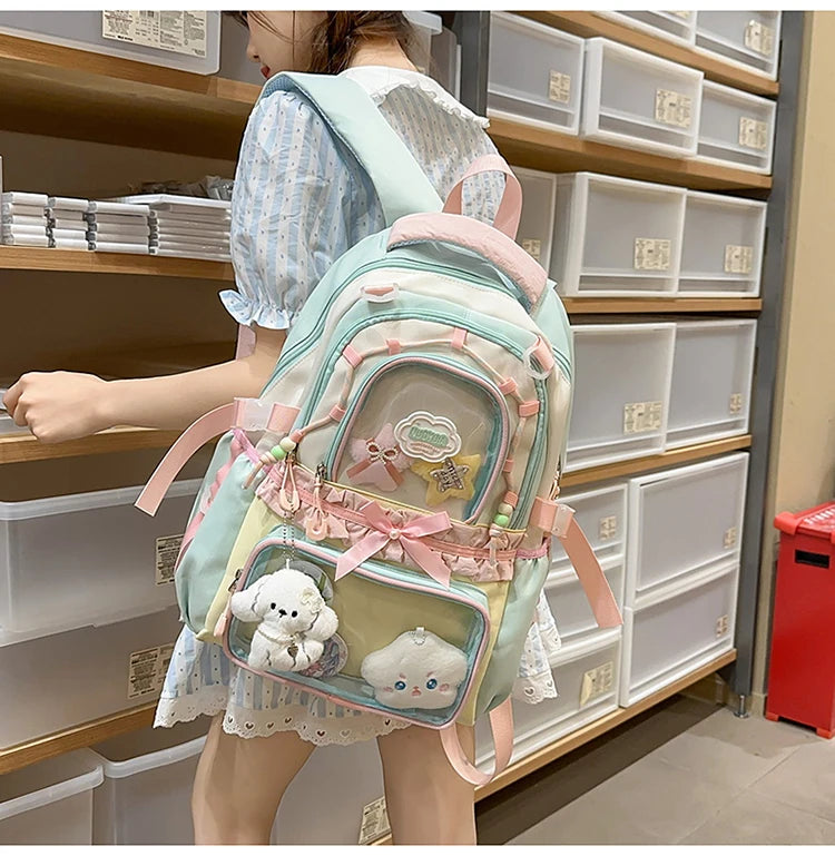 Large Capacity Children's School Bag Set for Girls Primary And Middle School Double Shoulder Backpack Sweet College Style