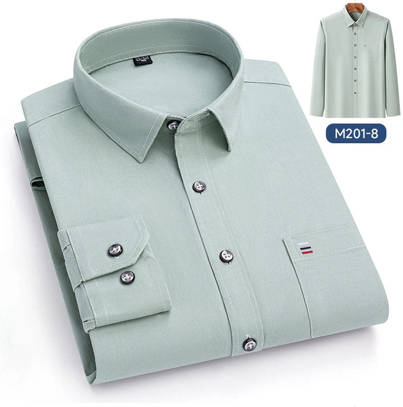 Luxury cotton single pocket long-sleeve shirts for men Smart Casual business regular fit shirt designer vintage black clothes