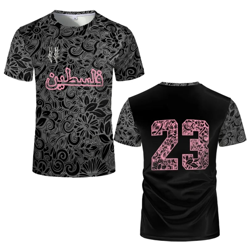 Palestine Flag Graphic Football Jersey T Shirts For Men Short Sleeve Soccer Uniforms Mens Palestinian Flag Sport Tees Shirt