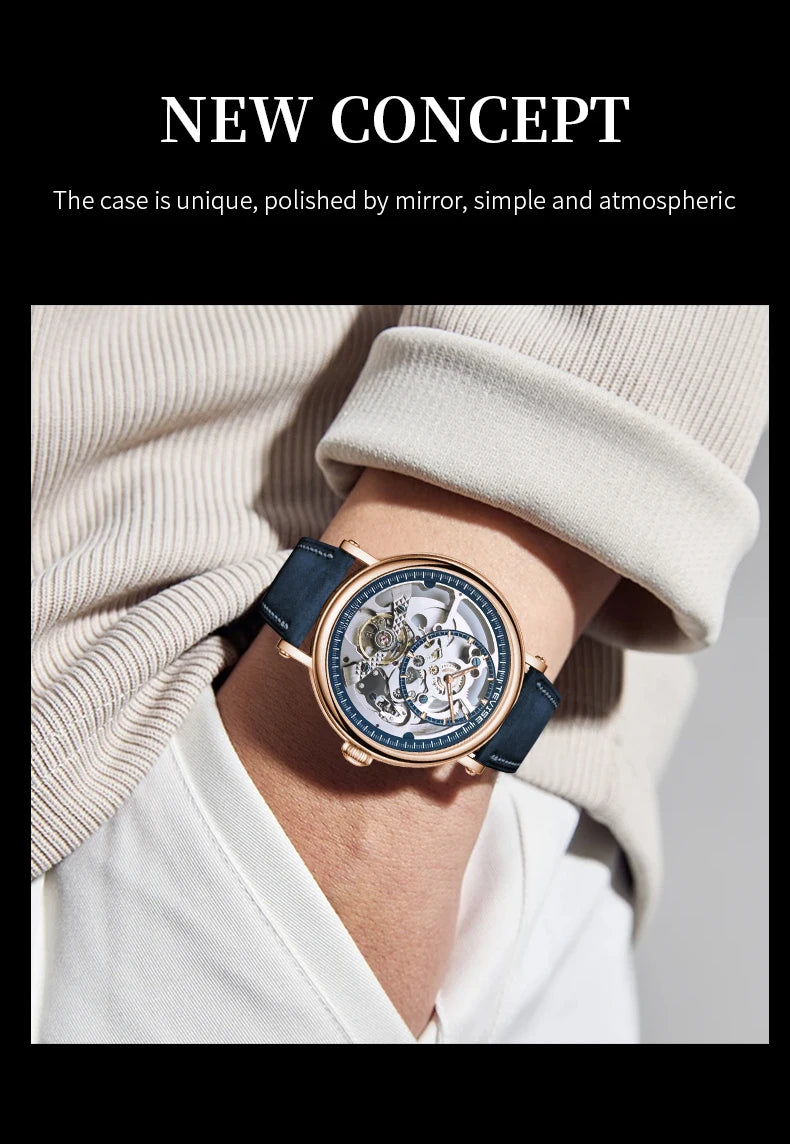 TEVISE New Automatic Watch for Men Mechanical Watch Skeleton Wristwatch Luminous Stainless Steel Top Luxury Watch Waterproof