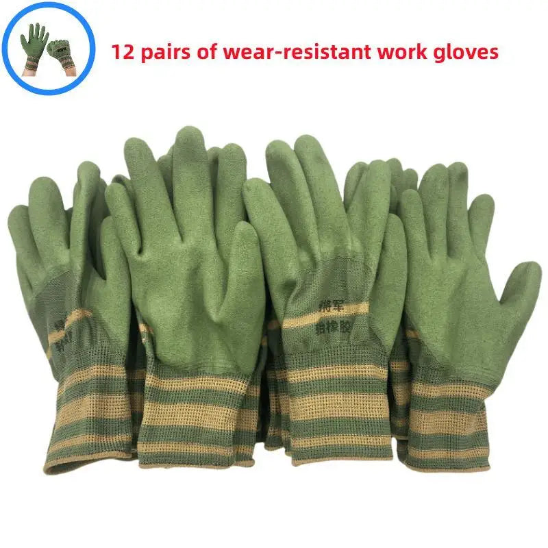 12 pairs of gardening gloves, safety work gloves, maintenance gloves, wear-resistant rubber gloves, carpenter maintenance tools