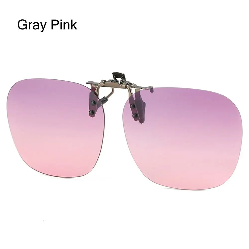 Polarized Clip On Sunglasses Men Car Driver Goggles Women Square Flip Up Sun Glasses for Prescription Rimless Polygonal Shades