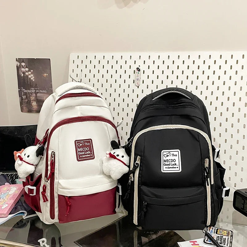 College Style Color Blocked Student School Bags Lightweight Large Capacity Multi-layer Storage Computer Backpack Campus Travel