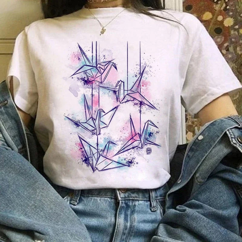 Japanese Anime T Shirts Women T-shirts Harajuku Ullzang T-shirt Cartoon Aesthetic Vintage Shirts for girls 90s Top Tees