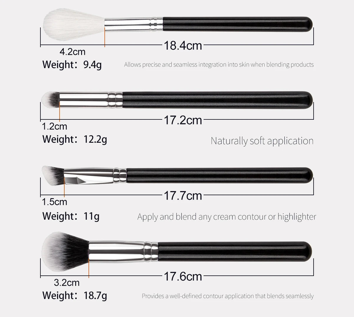Professional 40Pcs Makeup Brushes Set Soft Synthetic Bristle Powder Blending Contour Eyebrow Eyeshadow Fan Foundation Brush