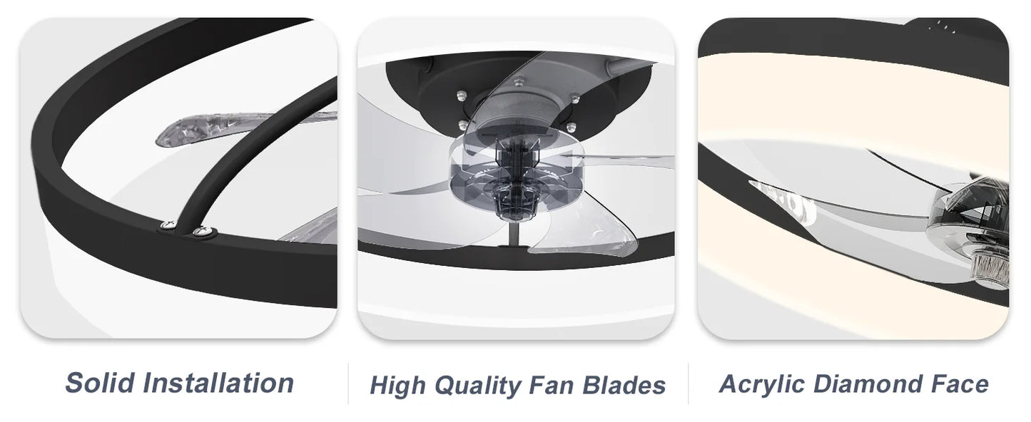 Ceiling fan with light Modern Dimmable Remote Control Ceiling Fans Living Room AC Variable Frequency Fan Ceiling Lamp