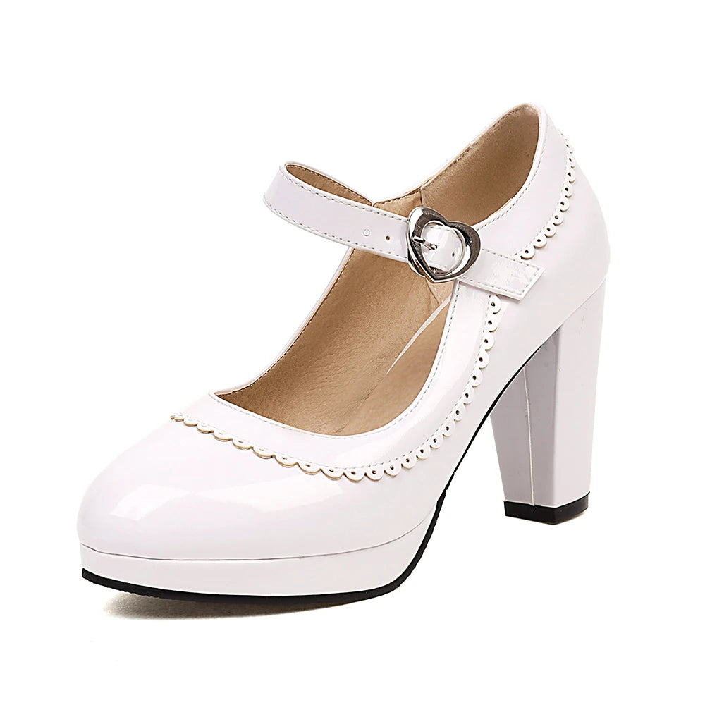 Women's shoes on Heels Women Mixed colors Platform Pumps Shallow Mouth Round Toe Shoes for Woman Mary Jane high heels Footwear