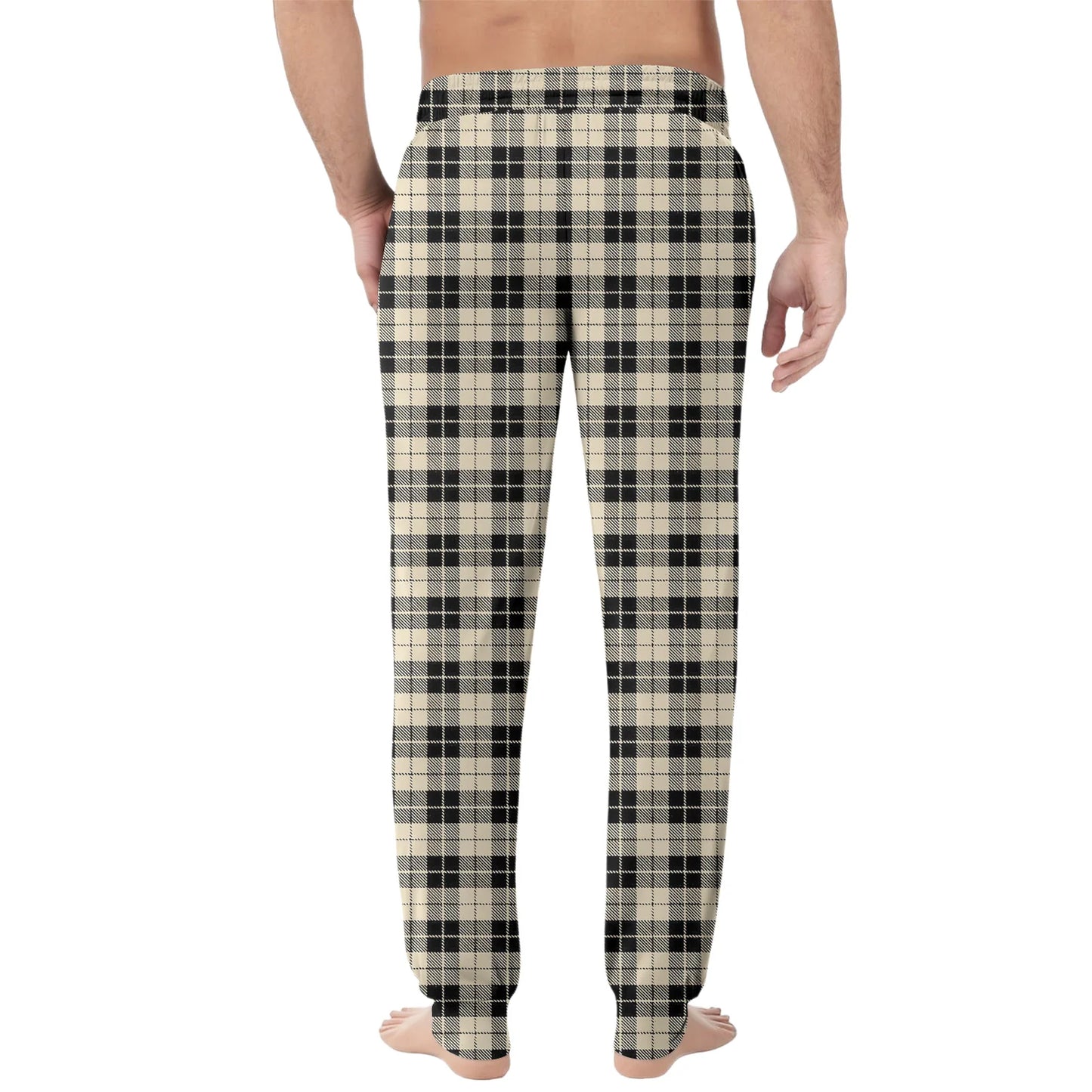 Men'S Plaid Casual Pants Checkered Pattern Cuffed Design Comfortable Fabric Suitable Daily Wear All Seasons Trendy Pajama Pants