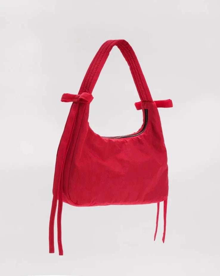 Baggu Bow Handbag Pure Color Underarm Nylon Versatile Women's Bag British Style Casual Zipper Closure Versatile for All