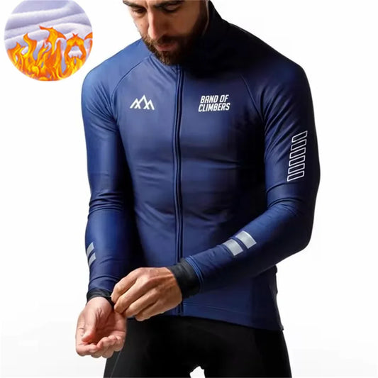  Winter Jacket Thermal Fleece Cycling Jacket Of Climbers Men Long Sleeve Clothing Warm Tops Road Bike Outdoor Sports MTB Winter